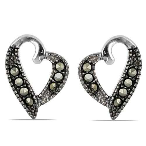 BUY 925 SILVER  AUSTRIAN MARCASITE GEMSTONE HEART EARRINGS